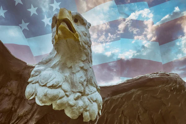 Американский Лысый Орёл Над Соединёнными Штатами Американского Флага Патриотическом Символе — стоковое фото
