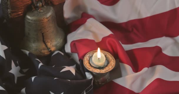 Memorial Happy day remember those who served with Candle memory and Remember bell — Stock video