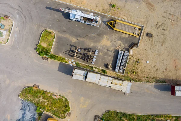 Preparação Vista Aérea Zona Canteiro Obras Partir Cima Material Construção — Fotografia de Stock