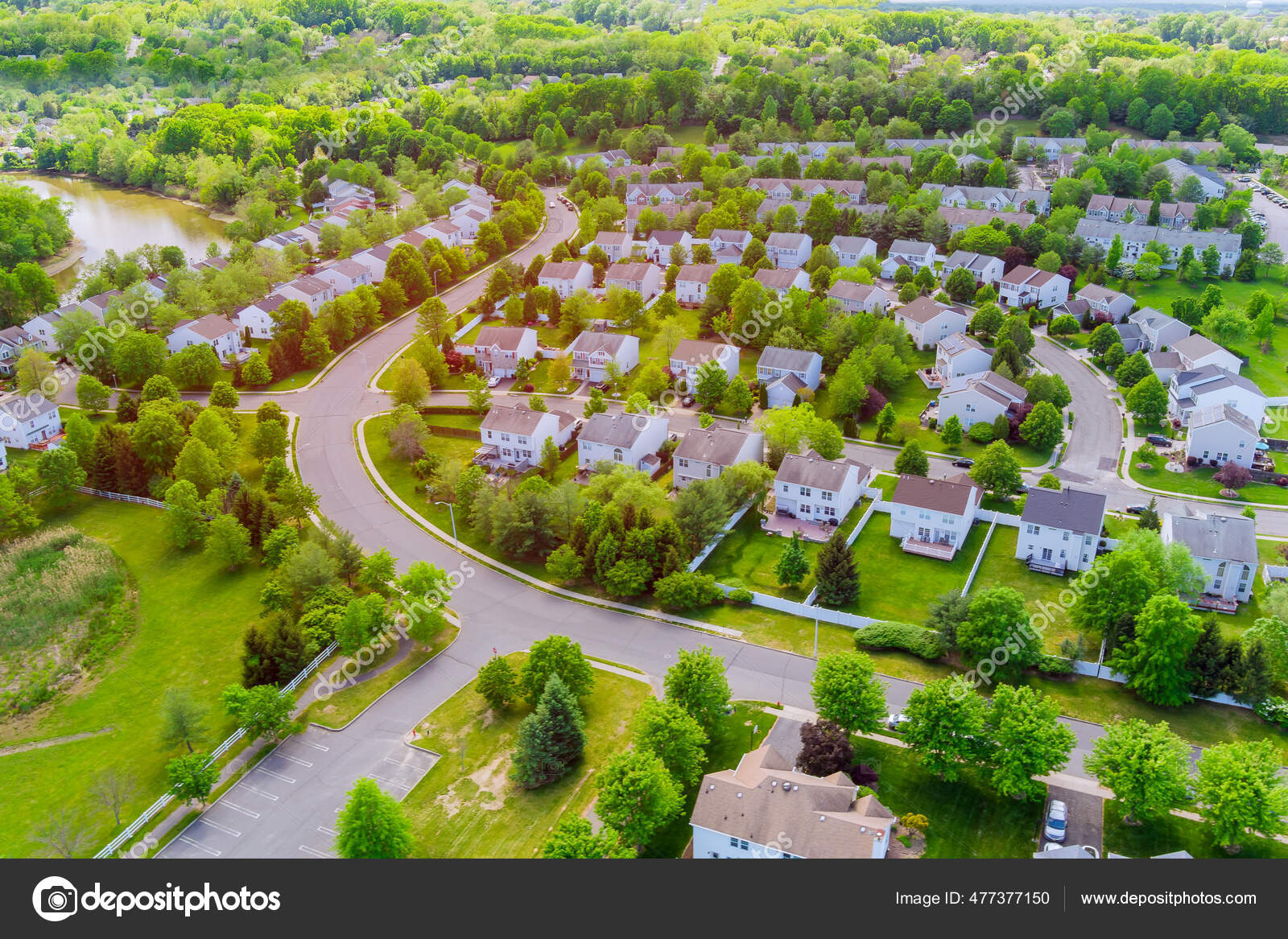 Aerial View Single Family Homes Residential District River East