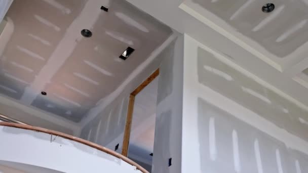 Construction building industry new home construction interior drywall and unfinish details — Stock Video