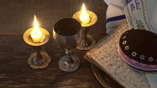 Nochebuena fiesta de Pascua matzoth celebración matzoh Pascua judía pan torá — Vídeos de Stock