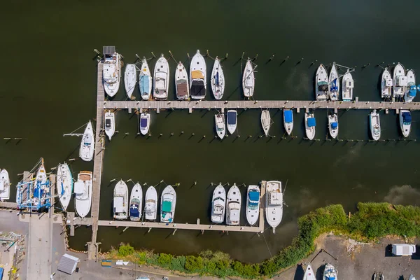 Lucht Pier Klein Houten Platform Voor Boot Jachthaven Van Oceaan — Stockfoto