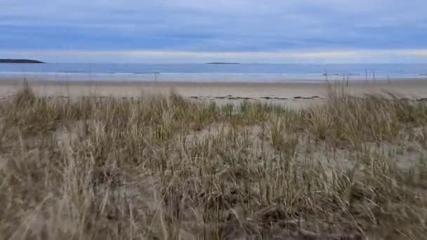 水しぶきの美しい青い海の波のパノラマ — ストック動画