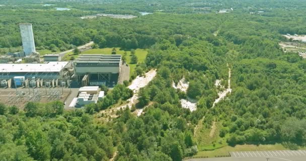 Panorama-antenne thermische centrale en warmtekrachtcentrale — Stockvideo