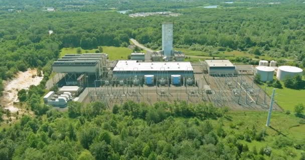 Vista aérea panorámica de la central térmica a gas natural — Vídeo de stock