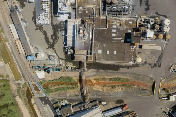 Construção Produção Química Indústria Vista Aérea Com Tanques Para Armazenamento — Fotografia de Stock