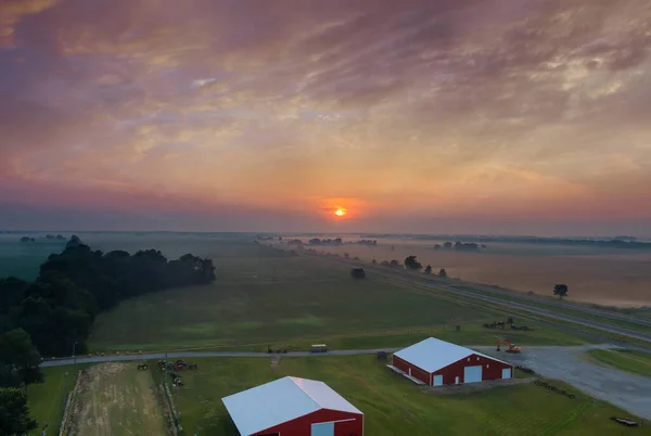 Pemandangan Panorama Terlihat Saat Matahari Terbit Padang Rumput Pagi Hari — Stok Foto