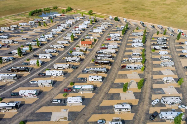 Veduta Aerea Del Parcheggio Camper Campeggio Resort Con Club Viaggio — Foto Stock