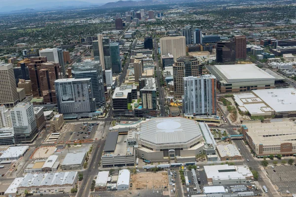 Αεροφωτογραφία Της Ανάπτυξης Του Κέντρου Της Αριζόνα Phoenix Κοιτάζοντας Δυτικά — Φωτογραφία Αρχείου