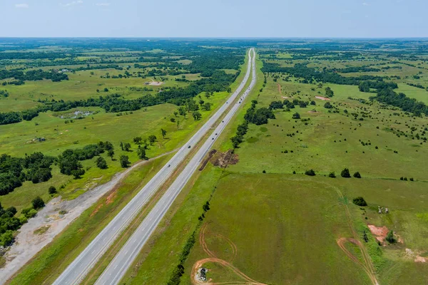 Vista Aérea Panorámica Original Histórica Carretera Ruta Cerca Clinton Oklahoma —  Fotos de Stock