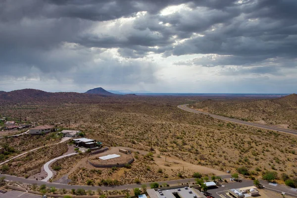 Panorama Arizona Daki Yerleşim Yeri Olan Banliyö Yerleşim Biriminin Dağ — Stok fotoğraf