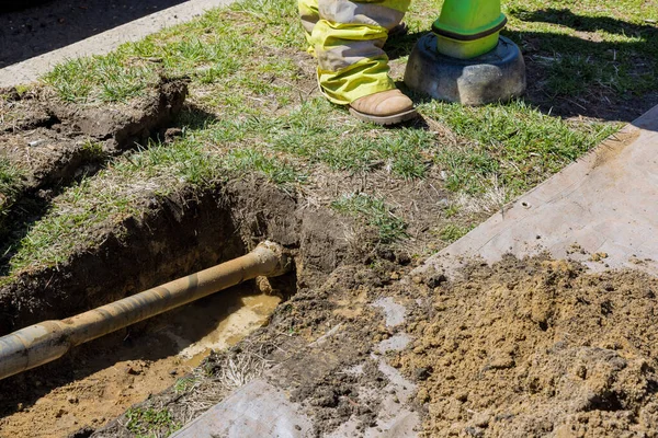 Trenchless Τοποθέτηση Των Επικοινωνιών Σωλήνες Νερού Και Οπτικών Ινών Οριζόντια — Φωτογραφία Αρχείου