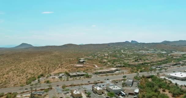 Aerial view of residential district at suburban development with a american Fountain Hills town near mountain desert in Arizona USA — Vídeos de Stock