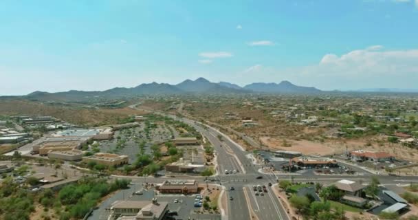 Aerial view of residential quarters near mountain desert at beautiful Fountain Hills town urban landscape the in Arizona USA — Video