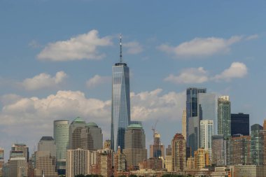 Ünlü Aşağı Manhattan gökdelenleri New York City, Amerika Birleşik Devletleri 'nde