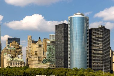 New York 'ta Manhattan gökdelen ofis binalarıyla Panorama Manzarası