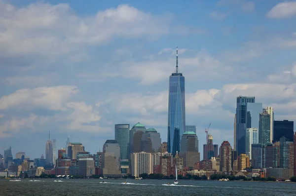 Lower Manhattan Mit Stadtbild Und Berühmten Wolkenkratzern New Yorker Stadtpanorama — Stockfoto