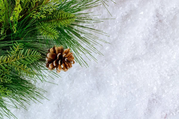 Neve Natal Ano Novo Ramo Com Flocos Neve Bola Decoração — Fotografia de Stock