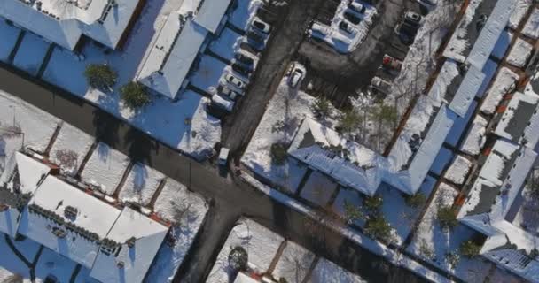 Winterblick Apartmentkomplex aus einer Höhe von einem der Stadt-Wohn — Stockvideo