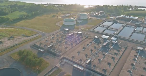 现代废水处理厂净化池顶空视图 — 图库视频影像