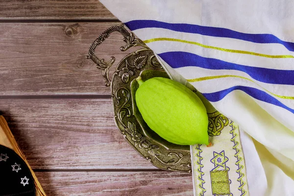 Orthodox Joodse Vakantie Sukkah Een Etrog Sukkot — Stockfoto