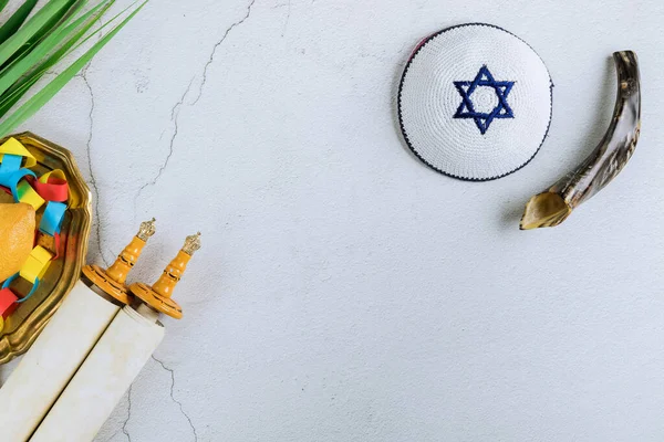 Decorations Jewish Holiday Celebration Sukkot Four Species Etrog Lulav Hadas — Stock Photo, Image