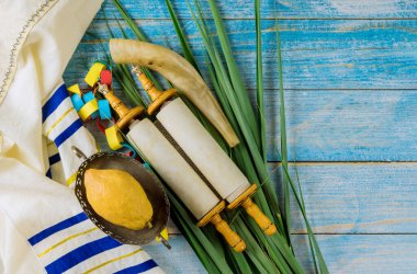 Yahudi festivali Sukkot etrog sarı sembol dininde