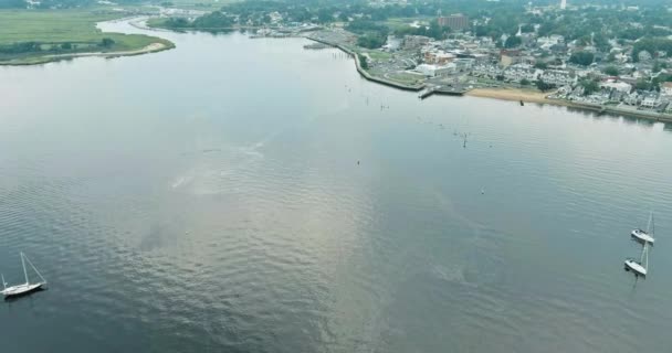 Vista panorámica de muchos bellos barcos en el océano — Vídeo de stock