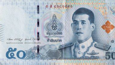 Tayland serisi banknotu 50 baht nakit banknot Tayland ön görünüm tiraj bankası girdi