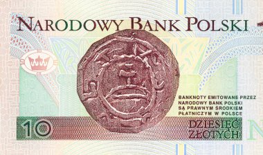 Polonya 'nın ulusal para birimi faturası Merkez Bankası Polski' nin dikiz görüşü tarafından üretilen 10 zloti nakit
