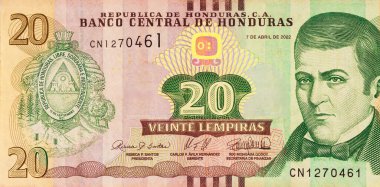 Honduras Merkez Bankası tarafından verilen 20 lempira Honduras parası. arka plan