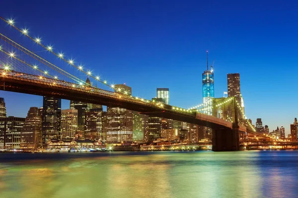 Noční New York Brooklynský most — Stock fotografie