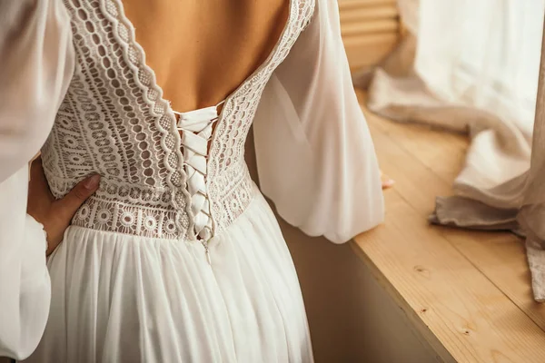 Ehefrau Beim Fototermin Studio Brautleute Feiern Verlobung Fortpflanzung Romantische Erstaunliche — Stockfoto