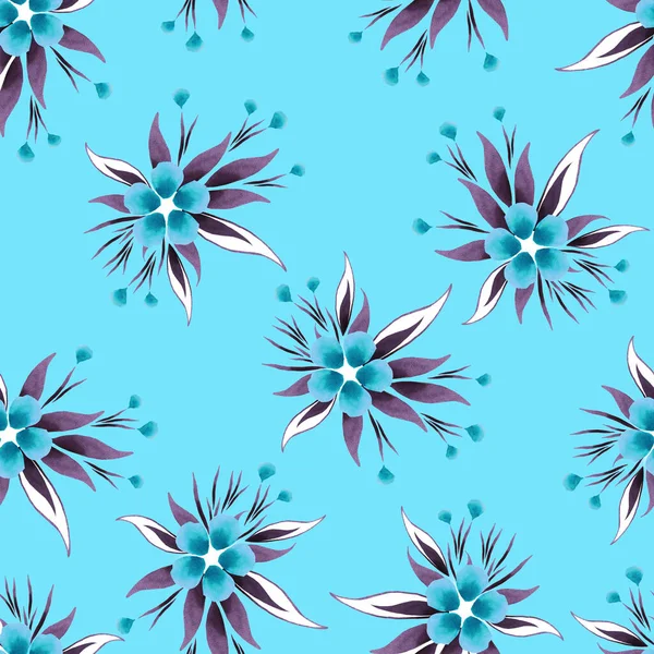 Pattern Meadow Flowers Blue Background Can Used Printing Fabric Packaging — 스톡 사진