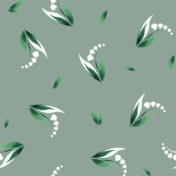 Seamless Pattern Wildflowers Berries Grass Drawn Watercolor Can Used Printing — Stock Photo, Image