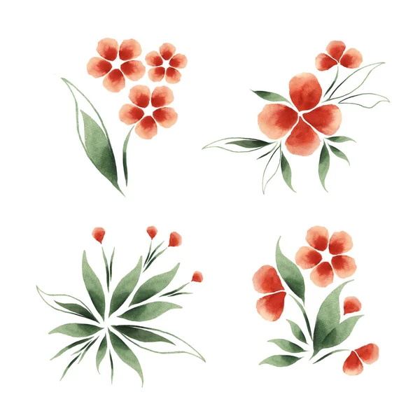 Cute set of meadow flowers painted in watercolor. You can use it to create your own design in creativity, creating patterns, prints, packaging, paper, textiles.
