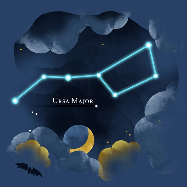 Illustration of the constellation Ursa Major in the night sky. Can be used for your design.