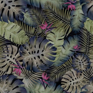 Ormanda akşamları kusursuz tropikal yapraklar. Tasarımınız için kullanılabilir.