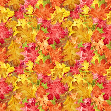 Parlak bir sonbahar meşe yaprakları deseni. Modern bir örnek. Parlak sonbahar. Yaprak düştü. Kendi tasarımın için kullanabilirsin..