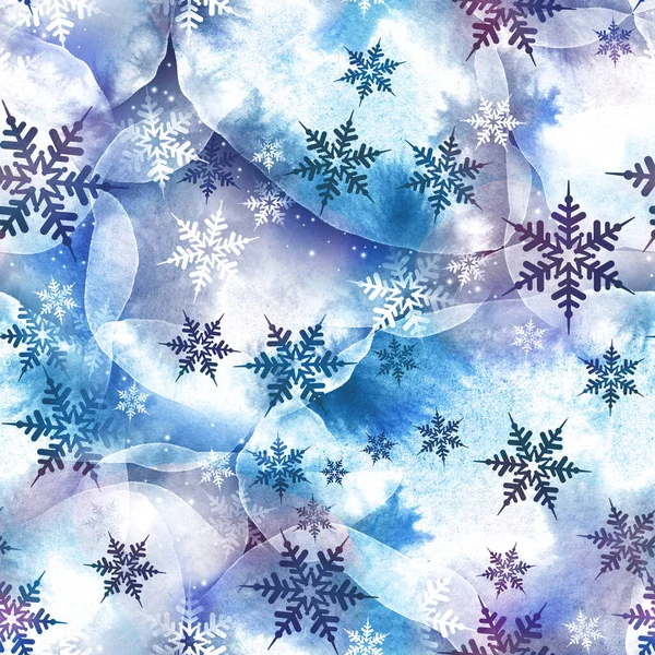 雪片とシームレスな現代的なパターン あなたのデザインのための素晴らしい冬の背景 背景に最適です 包装紙や織物 — ストック写真