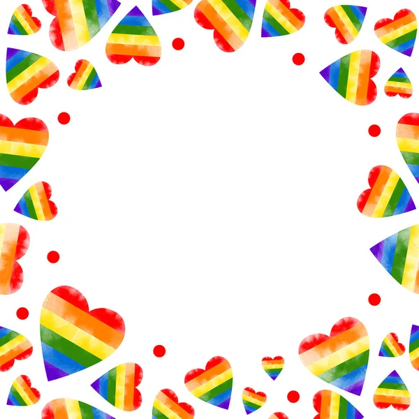 Rahmen Das Lgbt Symbol Den Regenbogenfarben Das Herz Des Stolzes — Stockfoto