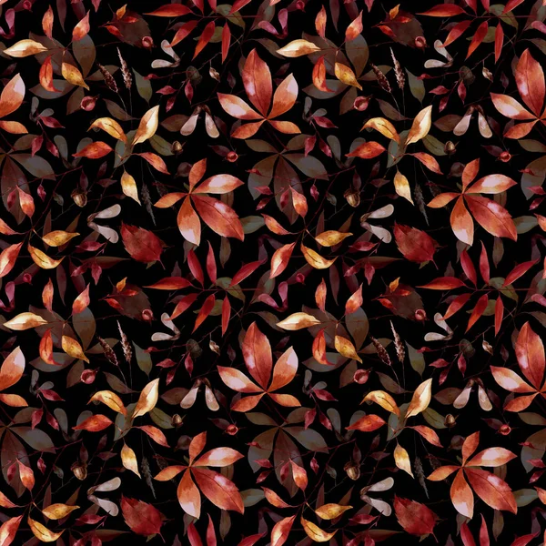 Seamless Pattern Red Autumn Leaves Bright Leaf Fall Modern Pattern — Stock Photo, Image