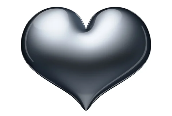 3D kalp Metalik Gümüş. — Stok fotoğraf