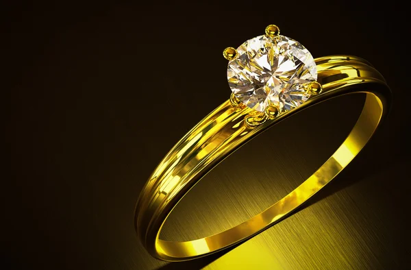 Guld ring med diamant. — Stockfoto