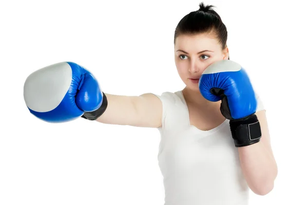 Menina com luvas de boxe — Fotografia de Stock