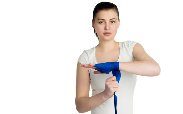 Mädchen mit Boxhandschuhen — Stockfoto