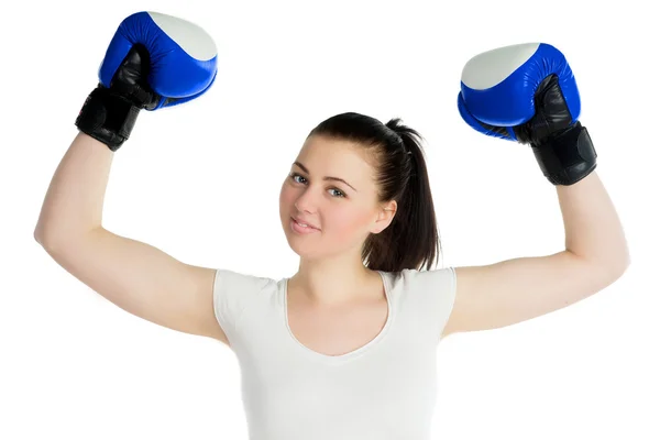 Girl with boxing gloves — Stock Photo, Image