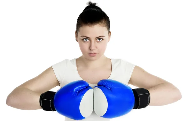 Ragazza con i guanti da boxe — Foto Stock