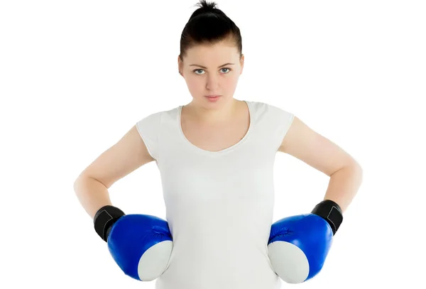 Menina com luvas de boxe — Fotografia de Stock